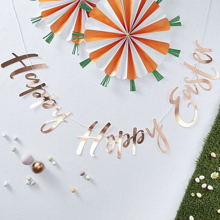 Click to view product details and reviews for Rose Gold Happy Easter Letter Banner Hoppy Easter 15m.