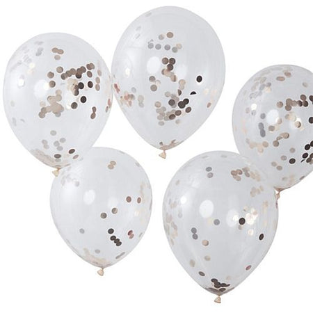 Rose Gold Confetti Balloons 11 Pack Of 5