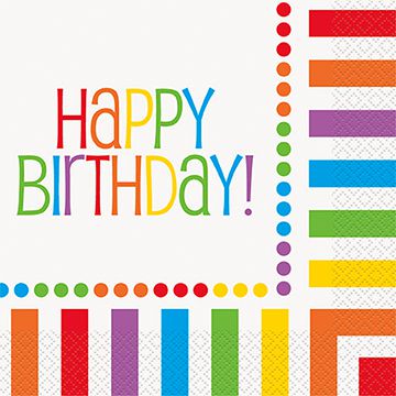 Click to view product details and reviews for Rainbow Birthday Lunch Napkins With Happy Birthday Message Pack Of 16.