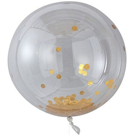 Large Orb Balloons with Gold Confetti - 91cm - Pack of 3