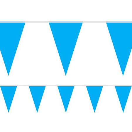 Light Blue Fabric Pennant Bunting 24 Flags 8m
