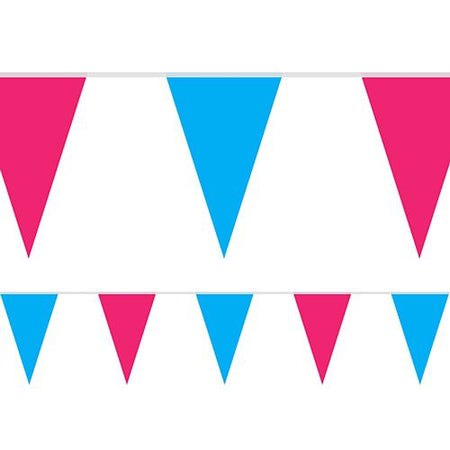 Blue And Pink Fabric Pennant Bunting 24 Flags 8m