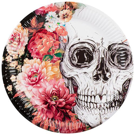 Floral Day Of The Dead Plates 23cm Pack Of 6