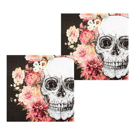 Floral Day Of The Dead Napkins 33cm Pack Of 12