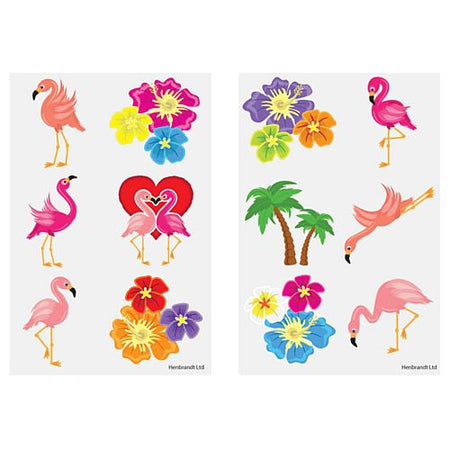 Mini Flamingo Tattoos Assorted Designs 4cm Pack Of 6