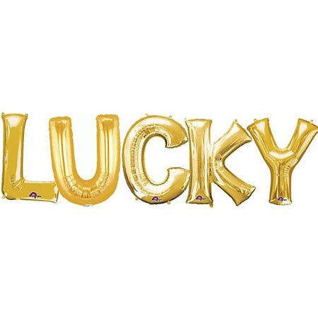 Lucky Gold Foil Letter Balloon Pack 40cm