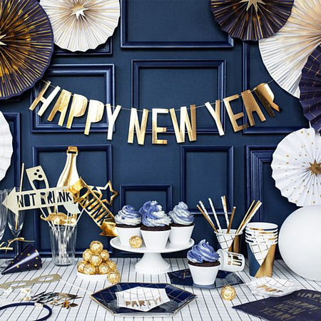 Metallic Gold Happy New Year Banner 90cm