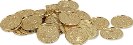Click to view product details and reviews for Plastic Gold Coins Pack Of 100.
