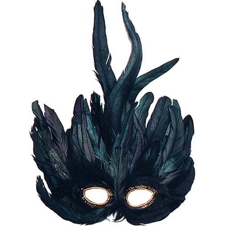 Tall Black Feather Eye Mask