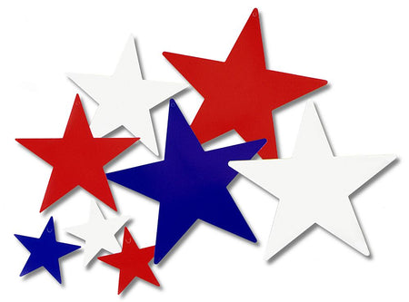 Click to view product details and reviews for Red White And Blue Star Card Cutout Decorations Pack Of 9 30cm 13cm.