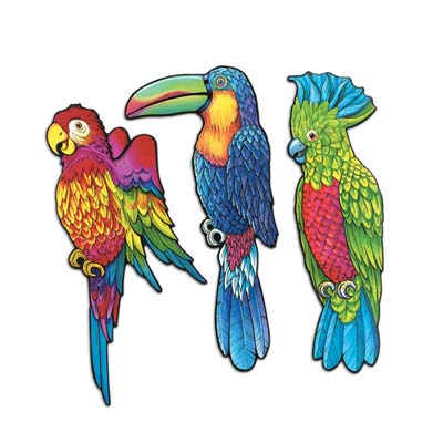 Exotic Bird Cutouts Assorted Designs 432cm Pack Of 3