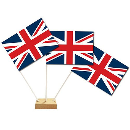 British Union Jack Table Flags 15cm X 10cm On 25cm Pole