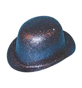 Click to view product details and reviews for Black Glitter Bowler Hat.