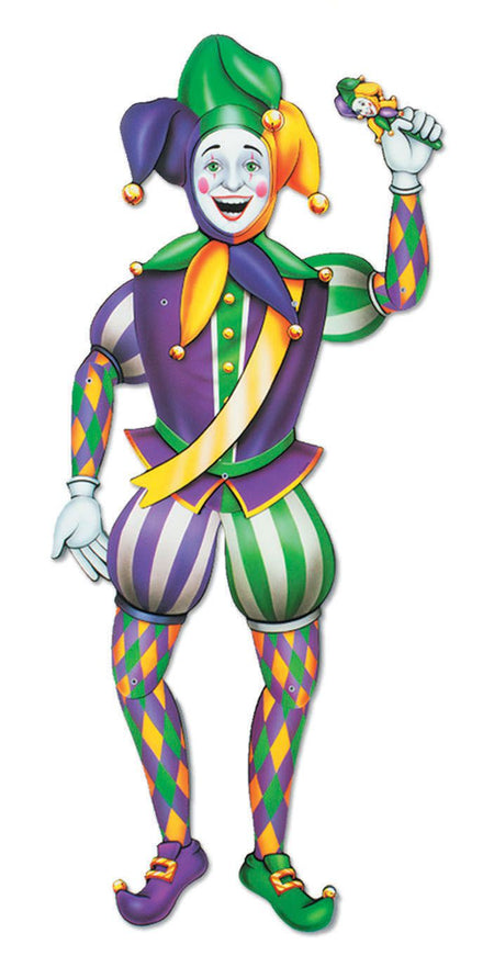 Mardi Gras Jester Jointed Cutout Wall Decoration 96cm