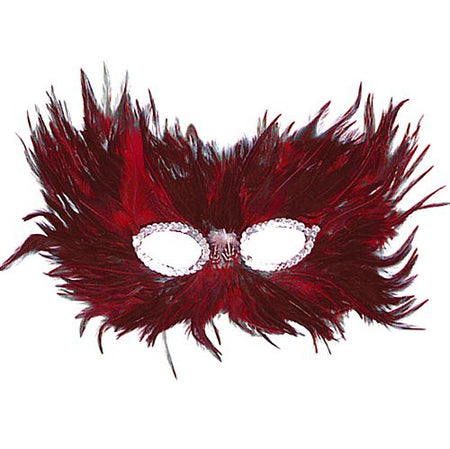 Red Black Feather Eye Mask