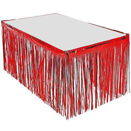Click to view product details and reviews for Red Metallic Table Skirting 76cm X 43m.