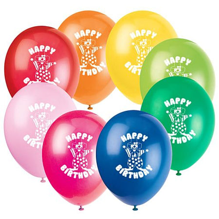 Happy Birthday Clown Balloons 10 Pack Of 10