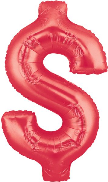 Red Dollar Foil Balloon 40