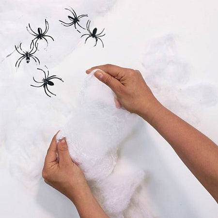 Halloween Giant White Spiders Web Decoration 5 Spiders Included 40g