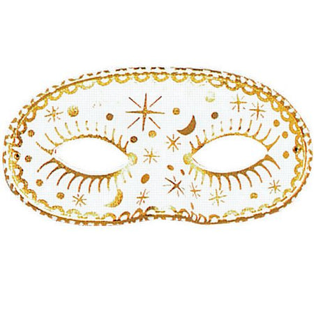 Click to view product details and reviews for White Gold Moon Stars Domino Mask.