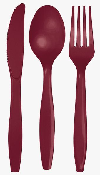 Click to view product details and reviews for Burgundy Cutlery Pack Of 24.