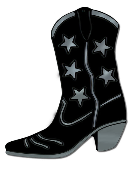 Click to view product details and reviews for Black Foil Cowboy Boot Silhouette 16.