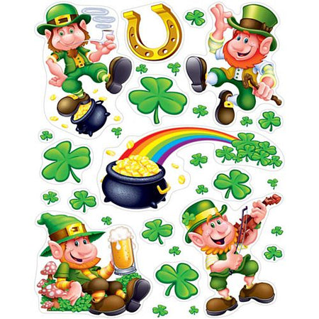 Click to view product details and reviews for Leprechaun And Shamrock Window Decorations 432cm 10 Per Sheet.