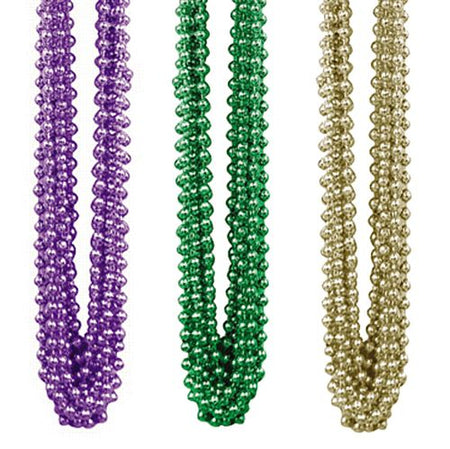 Gold Green Purple Mardi Gras Party Beads Pack Of 12
