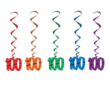 100th Number Whirls Pack Of 5