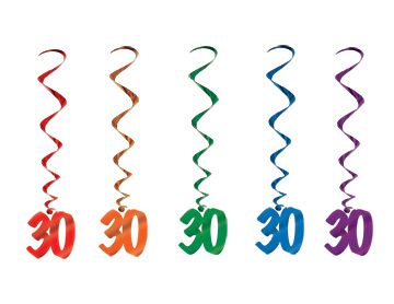 30th Number Whirls Pack Of 5