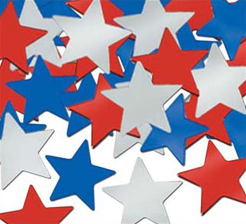 Click to view product details and reviews for Confetti Stars Red Silver Blue 1oz.