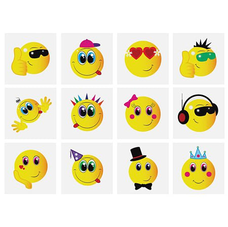 Click to view product details and reviews for Mini Smiley Tattoos Assorted Designs 4cm Pack Of 12.