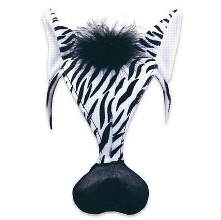 Click to view product details and reviews for Zebra Plush Mask On Headband With Sound.