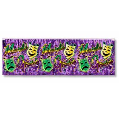 Mardi Gras Fringed Metallic Banner 14 X 4