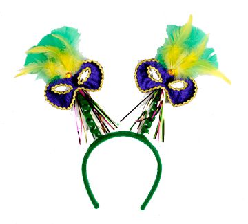 Click to view product details and reviews for Mardi Gras Mask Feather Head Boppers.