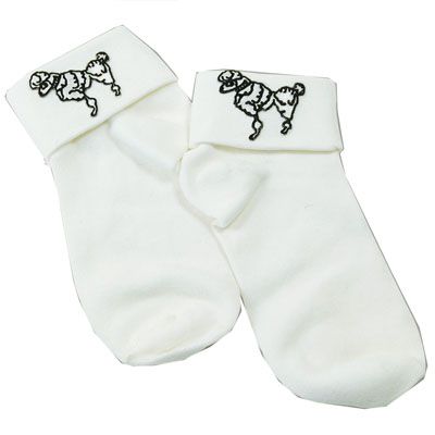 White 1950s Poodle Socks