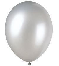 Silver Pearlised Latex Balloons 12 Pack Of 8