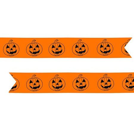 Pumpkin Pre Printed Ribbon Orange 25mm Per Metre