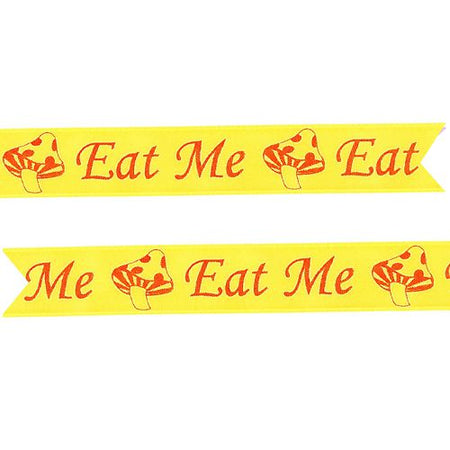 Yellow Red Eat Me Ribbon 25mm Per Metre