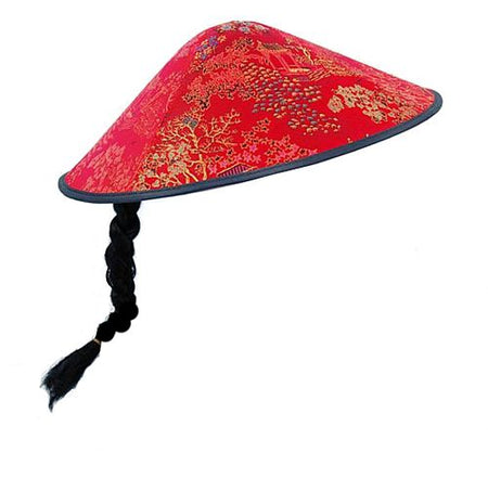 Chinese Coolie Hat Red Fabric