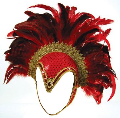 Feather Helmet Red Jewel And Plume