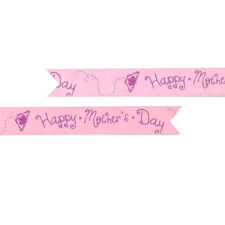 Mothers Day In Bloom Pre Printed Ribbon Light Pink Purple 25mm Per Metre