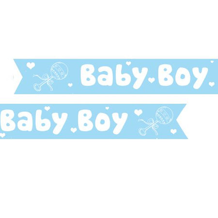 Baby Boy Pre Printed Ribbon Light Blue 25mm Per Metre
