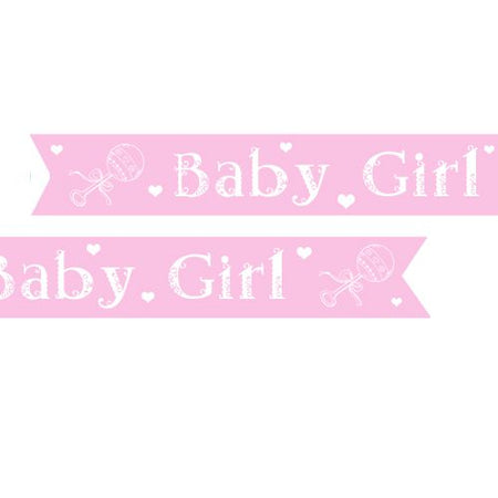 Baby Girl Pre Printed Ribbon Light Pink 25mm Per Metre