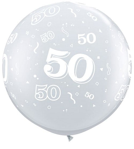 50 A Round Diamond Clear Qualatex Balloon 30 Each