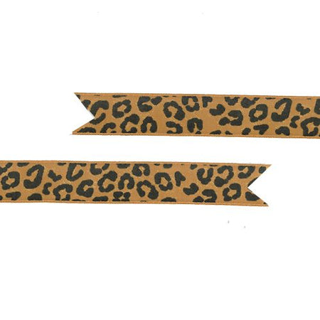 Click to view product details and reviews for Leopard Print Ribbon In Gold Black 25mm Per Metre.