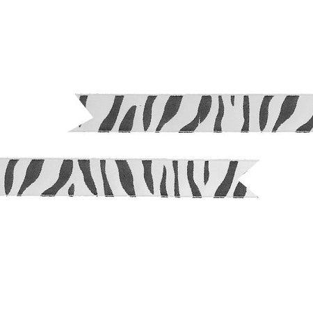 Click to view product details and reviews for Zebra Print Ribbon In Silver Black 25mm Per Metre.