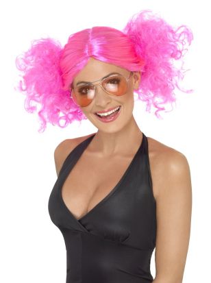 Click to view product details and reviews for 1980s Pink Bunches Wig.
