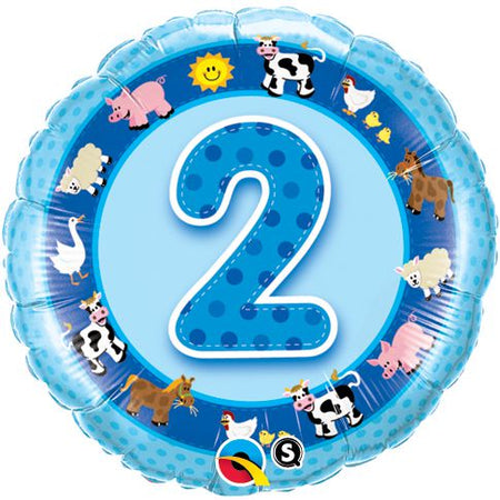 Click to view product details and reviews for Age 2 Blue Farm Animals Qualatex Foil Balloon 18.