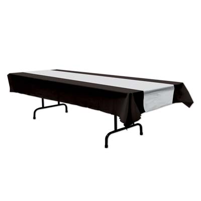 Click to view product details and reviews for Black Silver Plastic Tablecloth 274m.
